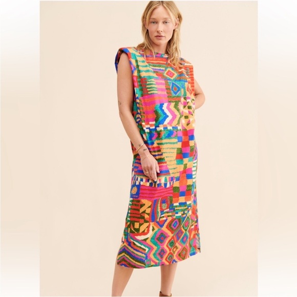 FARM Rio Summer Patches T-Shirt Dress Size Small Boho - Picture 1 of 11